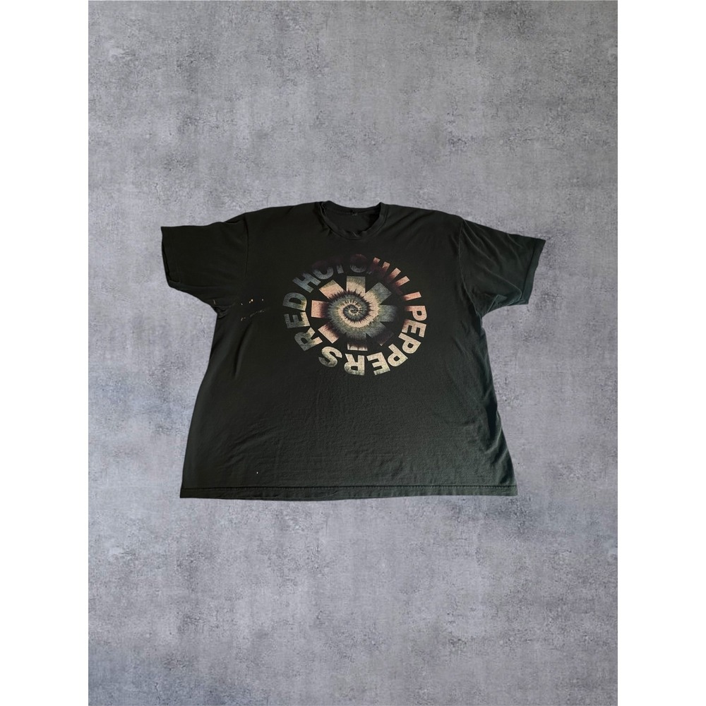 Red Hot Chili Peppers Graphic T-Shirt Men 2XL Black Band Tee Distressed HTF Logo
